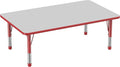 Factory Direct Partners FDP Rectangle Activity School and Classroom Kids Table (36 x 60 inch), Toddler Leg, Adjustable Height 15-24 inches - Gray Top and Red Edge-Ruum Studio Home