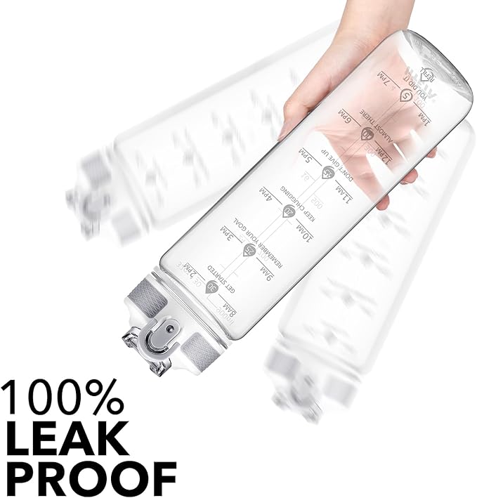 Hyeta 32oz Water Bottles with Straw - Stay Motivated and Hydrated with Convenient Times to Drink Markings, Durable, Leak-proof-Ruum Studio Home