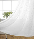 MIUCO Floral Embroidered Semi Sheer Curtains Faux Linen Grommet Window Curtains for Bedroom Living Room 84 Inches Long 2 Panels, Pure White-Ruum Studio Home