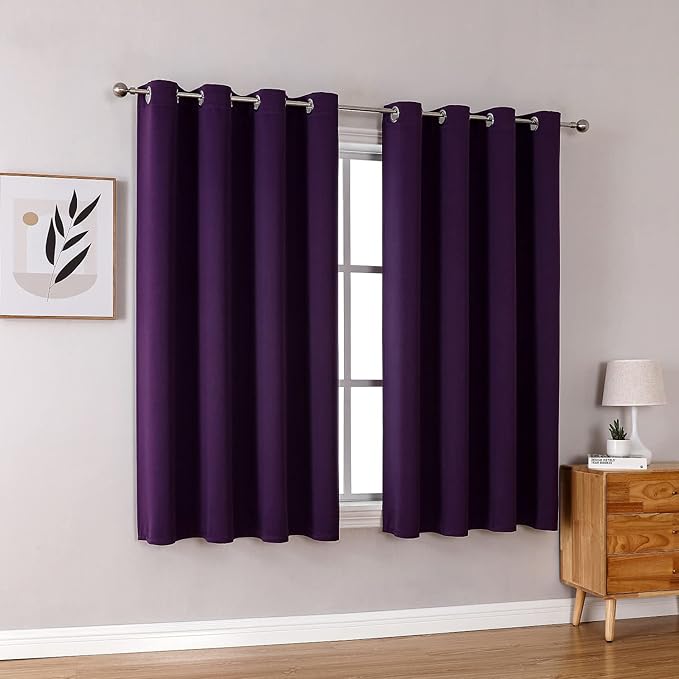 ChrisDowa Grommet Blackout Curtains for Bedroom and Living Room - 2 Panels Set Thermal Insulated Room Darkening Curtains (Royal Purple, 52W x 54L)-Ruum Studio Home
