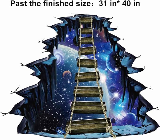 Quanhaigou Blue Galaxy Bridge Wall Sticker,3D Outer Space Decorations Decal for Home Decor Kids Bedroom Large-Ruum Studio Home