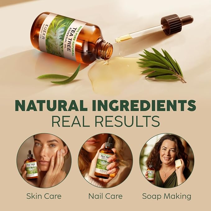 KUKKA essential oils 100% Pure & Natural Tea Tree Oil for Skin, Hair, Toenails, Aromatherapy, & Soap Making Scent (4 fl oz/118 ml)-Ruum Studio Home