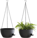 12 Inch Hanging Baskets 2 PC with Chains, Self-Watering Hanging Planters for Indoor Outdoor Plants, Plastic Hanging Flower Pots,Black-Ruum Studio Home