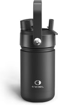 Kids Insualated Water Bottle with Straw - 12oz Stainless Steel Water Bottle with Dual Spouts, Leak-Proof, BPA-Free, Double Wall Vacuum Keeps Cold for 24 Hours for Sports, Travel, School (Black Night)-Ruum Studio Home