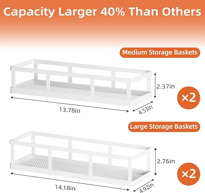 Spice Rack Wall Mounted, 4 Pack Pantry Door Organizer & Hanging Storage Baskets Organizer Wall Mount, Large Capacity Metal Spice Shelf for Kitchen Cabinet, Bathroom, Shower, Home Decor-Ruum Studio Home