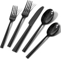 KINGSTONE Black Silverware Set, 40-Piece Forged Flatware Set Cutlery Set Premium Stainless Steel, Service for 8, for Kitchen, Home, Wedding, Party, Mirror Polished and Dishwasher Safe-Ruum Studio Home