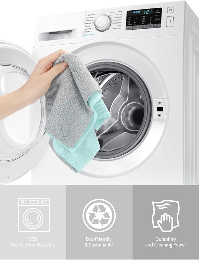 Fantasticlean Microfiber Cleaning Cloth Roll -75 Pack, Tear Away Microfiber Towels, 12" x 12", Reusable, Washable, Scratch Free, Ultra Absorbent Dish Rags for Car, Home, Garage or Shop (Blue)-Ruum Studio Home