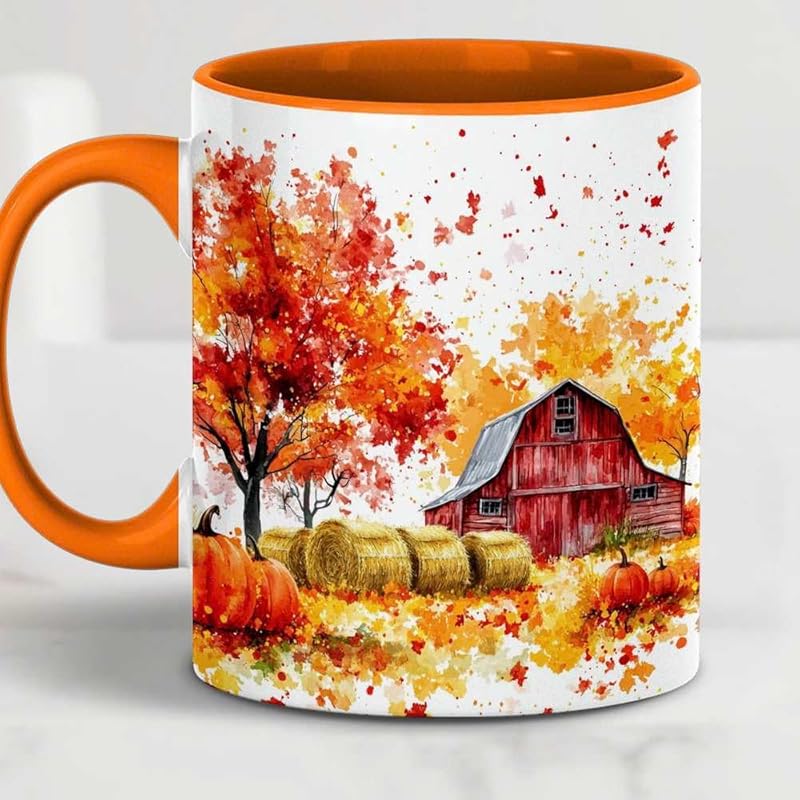 Fall Farm Coffee Mug - Farm Lover Mugs Gifts for Women Men - Autumn Decor Gifts For Home Farmhouse Thanksgiving - 11oz Printed Ceramic Mug-Ruum Studio Home