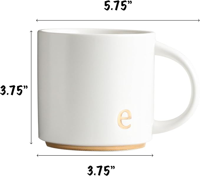 COLLECTIVE HOME - Monogram Ceramic Mugs, 15 oz Golden Initial Coffee Cups, Elegant Alphabet Tea Mugs, Elegant Personalized Mug with Gift Box, Luxurious Cups for Office and Home (e)-Ruum Studio Home