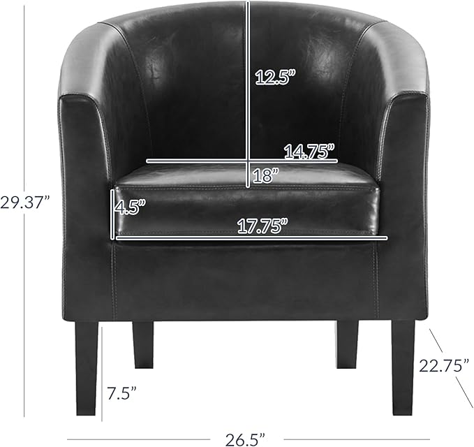 BELLEZE Accent Barrel Chair, Club Tub Sofa Corner Chair with Flared Legs and Cozy Soft Padding for Living Room Bedroom Waiting Room - Black-Ruum Studio Home