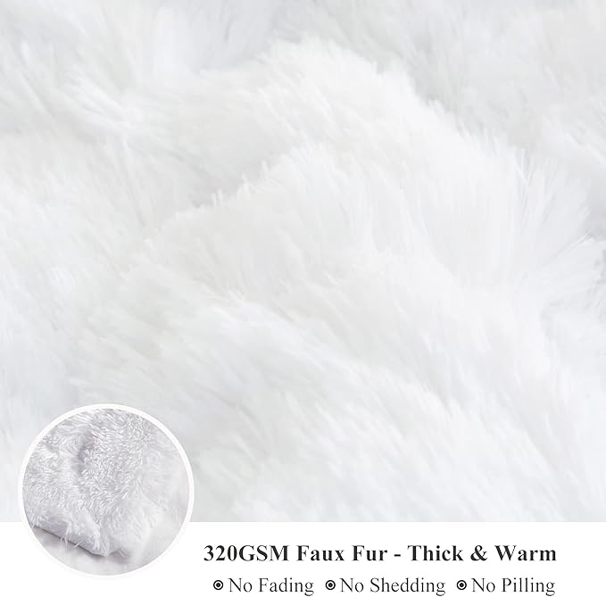 XeGe Luxury Faux Fur Throw Blanket, White Soft 50x60 Fluffy Blanket Throw, Shaggy Plush Decorative Couch Blanket, Cute Furry Throw Holidy Fuzzy Lap Blanket for Kids Women Men Teen Girls White-Ruum Studio Home