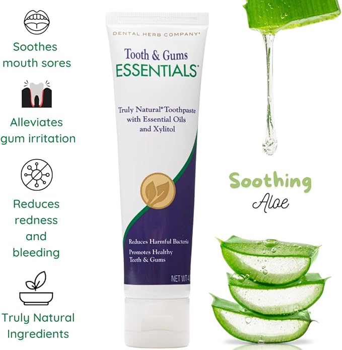 Dental Herb Company - Essentials Toothpaste - Truly Natural Fluoride-Free and SLS-Free - Superior Defense Against Bleeding and Irritated Gums, Dry Mouth, and Mouth sores. (4 oz.)-Ruum Studio Home