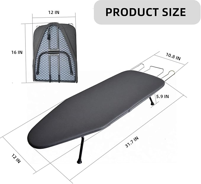 Compact Foldable Tabletop Ironing Board - with Iron Rest and Heat Resistant Cover, Portable Non-Slip Mini Iron Board for Home and Travel-Ruum Studio Home