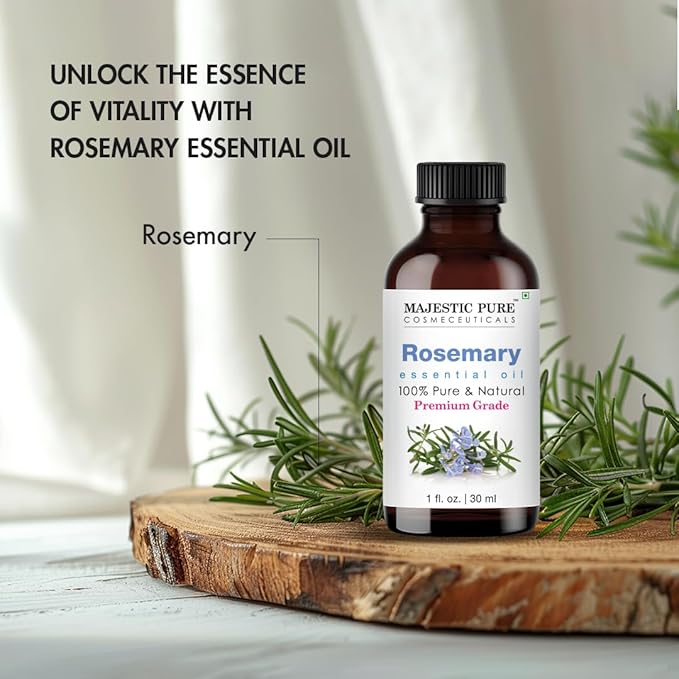Majestic Pure Rosemary Essential Oil with Glass Dropper - 1 Fl Oz - 100% Pure and Natural Rosemary Oil - Premium Grade Essential Oils for Diffuser, Aromatherapy, Soap and Candle Making-Ruum Studio Home