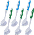 Hsei 6 Pcs Blue and Green Kitchen Scrub Dish Brush Bulk with 11 Inch Anti Slip Handle Cleaning Dish Scrubber with Stiff Bristles Washing Scrub Brushes for Housekeeping for Pots and Pans, Kitchen Sink-Ruum Studio Home