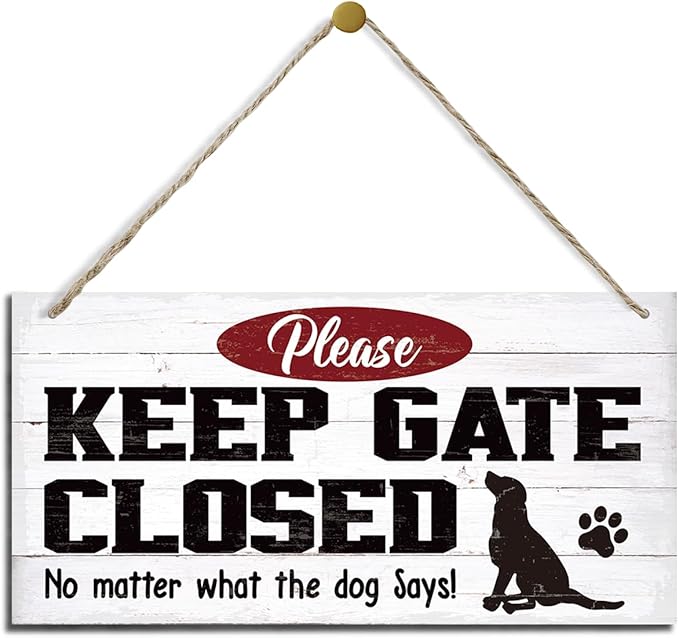Warning Signs, Keep Gate Closed Dog Sign, Decorative Wood Hanging Wood Plaque, Warning Animal Dog Sign, Funny Novelty Caution Dog Sign, Dog Owner Home Decor, Door Gate Hanger Outdoor-Ruum Studio Home