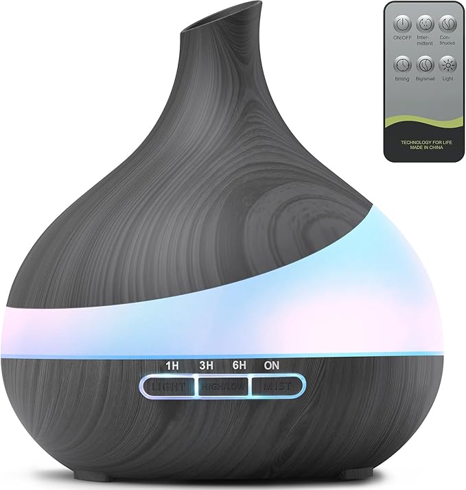 500ML Essential Oil Diffuser: Aroma Diffuser with Remote Control for Hotel Spa Yoga Room - Humidifiers for Bedroom with 14 Colors LED Night Light for Kids/Women Home Relaxation-Ruum Studio Home