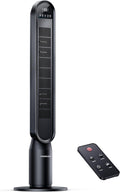 VAGKRI 42 Inch Tower Fan for Bedroom, Bladeless Quiet Floor Fan with 135° Vertical 90° Oscillation Fans for Indoors use, 4 Speeds, 4 Modes, 15H Timers Standing Fans with Remote Black-Ruum Studio Home