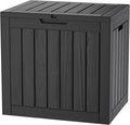 35 Gallon Lockable Resin Deck Box, Waterproof & UV-Resistant Outdoor Storage Box for Outdoor Cushion Storage, Garden Tools & Pool Accessories Storage, Black-Ruum Studio Home