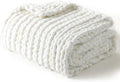 YnM Chunky Throw Blanket, Hand Knitted with Chenille Yarn, Skin Friendly, Ventilated and Breathable, Machine Washable, Home Décor Piece for Couch, Sofa and Bed (White, 30x40 Inch)-Ruum Studio Home