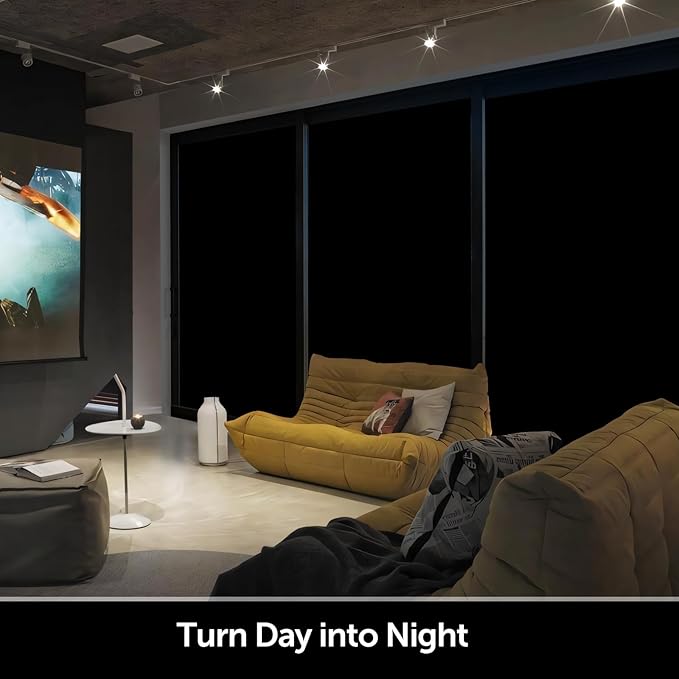 HIDBEA Mirror Blackout Window Film,100% Light Blocking Room Darkening Window Privacy Film,Mirror Glass Window Film Heat Control,Removable Window Cover Tint for Day Sleep(Mirror Black,23.6in x 6.5ft)-Ruum Studio Home