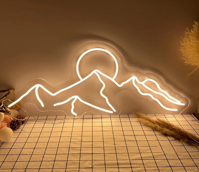 Ulalaza LED Decorative Lights USB Mountains Sunrise Sunset Led Neon Signs Home Decoration Wall Art Holiday Gift Brightness Adjustable 16.5''x11.8''-Ruum Studio Home