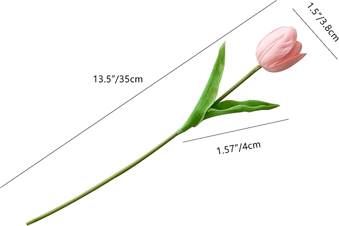 Mandy's Artificial Tulips 12 Stems Light Pink Partially Open PU Faux Flowers for Wedding Home Decor 13.5 Inch-Ruum Studio Home