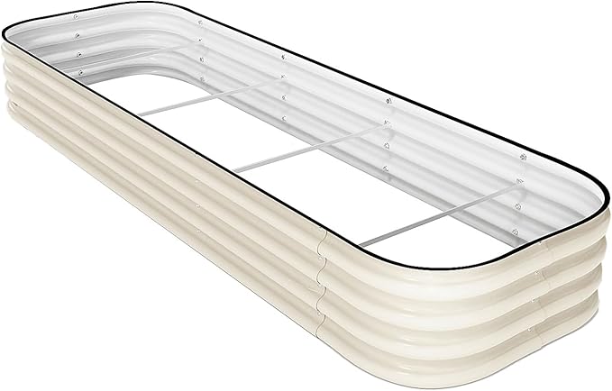 DaisyVibe Raised Garden Bed Kit, Planter Raised Garden Boxes Outdoor, Oval Large Metal Raised Garden Beds for Vegetables Flowers (White, 6.5ftx2ftx1ft)-Ruum Studio Home