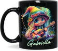 Customized Adorable Gnome With Guitar Mug 11oz 15oz, Personalized Name Coffee Cup, Gnome And Northern Lights Mug, Custom Whimsical Music Ceramic Cup, Gnome Black Mug Gift For Kids-Ruum Studio Home