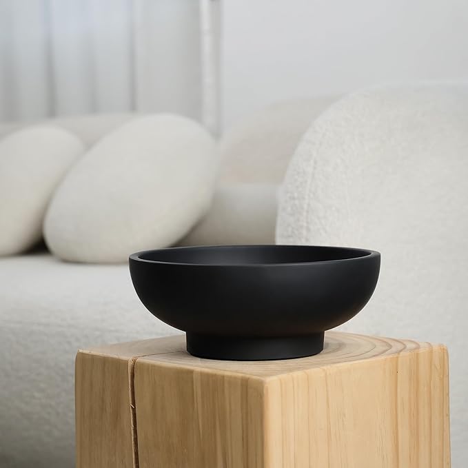 Large Black Decorative Bowl for Home Decor - Modern Concrete Fruit Bowl for Kitchen Counter or Coffee Table-Ruum Studio Home