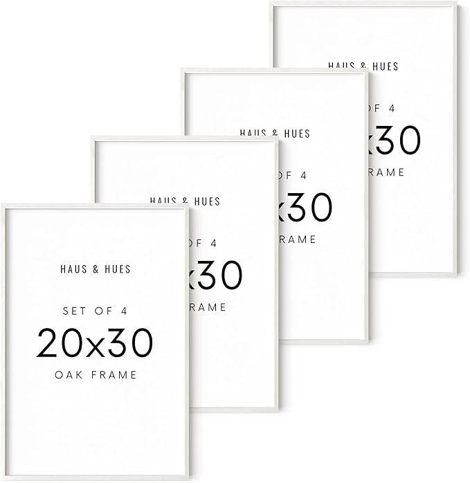 HAUS AND HUES 20x30 Picture Frames Set of 4 - Poster Frames 20x30, 20x30 Inch Frames, Poster Frames 20 X 30 Inches, 20 X 30 Wood Frames, 20x30 Photo Gallery Wall Frame Set (White Frame)-Ruum Studio Home