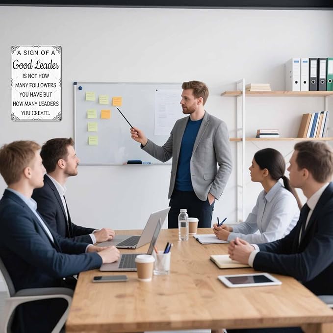 DZQUY Good Leader Metal Sign –12x8 Inches Inspirational Wall Art with Vintage Retro Design, Motivational Office & Home Decor for Living Room, Bedroom-Ruum Studio Home