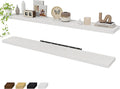 Fun Memories 72 Inch Floating Shelves for Wall 2 Pack Shelves for Bedroom|Kitchen|Bathroom 72 x 9.3 Inch Wood Floating Shelf with Invisible Brackets for Books|Storage|Decor, White-Ruum Studio Home