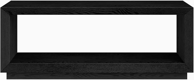 Henn&Hart 48" Rectangular Coffee Table with Open Storage Shelf for Living Room, Family Room, or Office, Black Grain-Ruum Studio Home