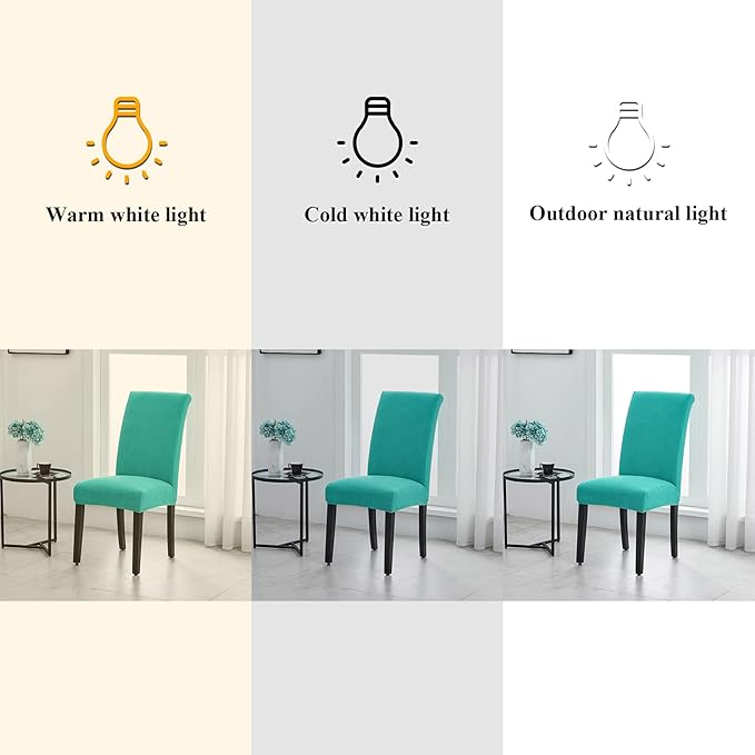 Joccun Chair Covers for Dining Room Set of 6,Dining Chair Slipcovers Stretch Dining Room Chair Covers Seat Protector,Washable Parsons Chair Cover for Home,Banquet(Turquoise,6 Pack)-Ruum Studio Home