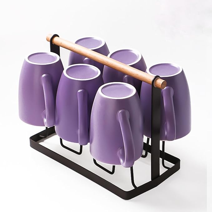 Coffee Mugs Set of 6, 12oz Ceramic Coffee Mugs with Handle, Matte Porcelain Purple Coffee Mug for Latte, Tea, Cocoa, Cappuccino, Cups for Women Men for Home Restaurant Mug (Purple)-Ruum Studio Home