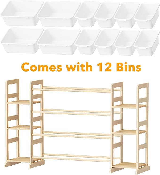 SpaceAid Toy Storage Organizer with 6 Shelves and 12 Bins, Toy Organizers Storage Bookshelf, Kids Bin Shelf Toys Box Bookcase for Bedroom Playroom Organization Room Decor, White-Ruum Studio Home