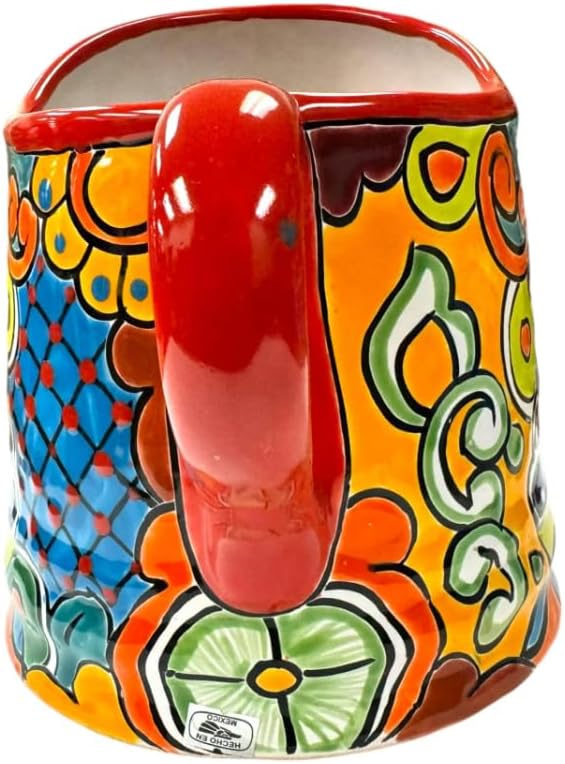Talavera Watering Can Planter Large Flower Pot Large Mexican Pottery Folk Art Hand Painted Home Decor Garden Ceramic Handmade Multicolor 15" (Red Multi)-Ruum Studio Home