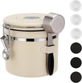 ShanSon Coffee Canister Airtight Coffee Container Stainless Steel Coffee Bean Storage Container with Scoop Coffee Canister for Beans Grounds Sugar Flour Tea Cereal,11OZ, Beige-Ruum Studio Home