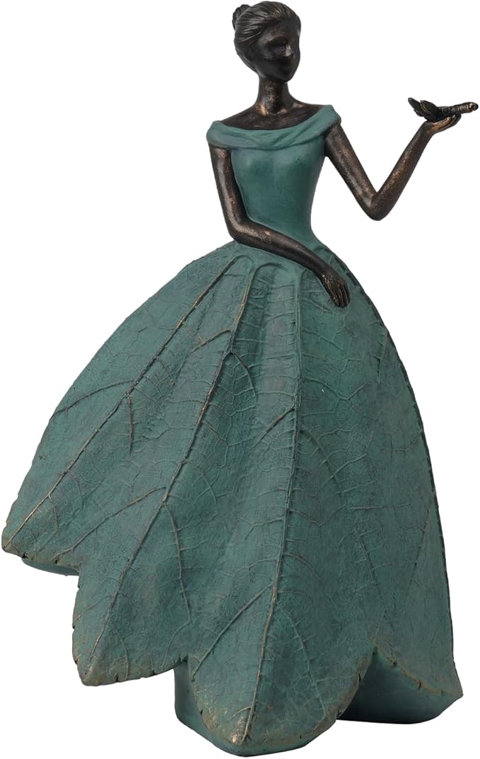 Guichifun Fairy Statue Collection Home Decoration - Leaf Angel Girls with Dragonfly Resin Home Decor for Outside or Inside Rustic Garden Outdoor Yard Decorations Figurines Gift 7.4 x 5.25 x 12 Inch-Ruum Studio Home