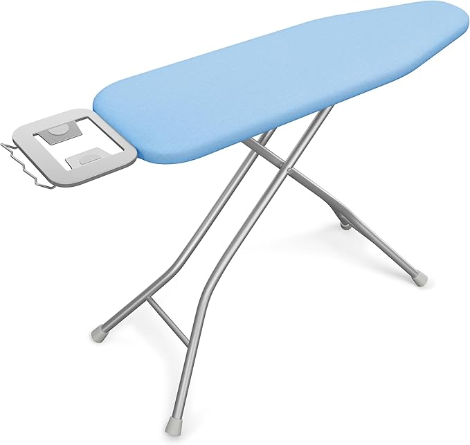 Yaheetech Foldable Ironing Board, Heavy Duty Iron Board with 9 Adjustable Heights, 4 Layer Cover and Safety Iron Rest, 52X14 Compact and Space Save Iron Board for Home Laundry Room Use, Blue-Ruum Studio Home
