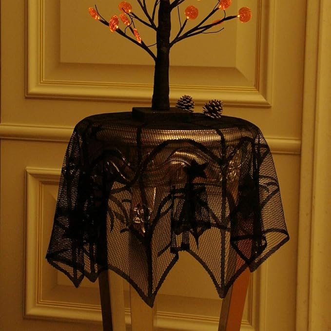 Lulu Home Halloween Table Cover, Round Black Spider Web Halloween Table Toppers for Festival Party Decoration-Ruum Studio Home