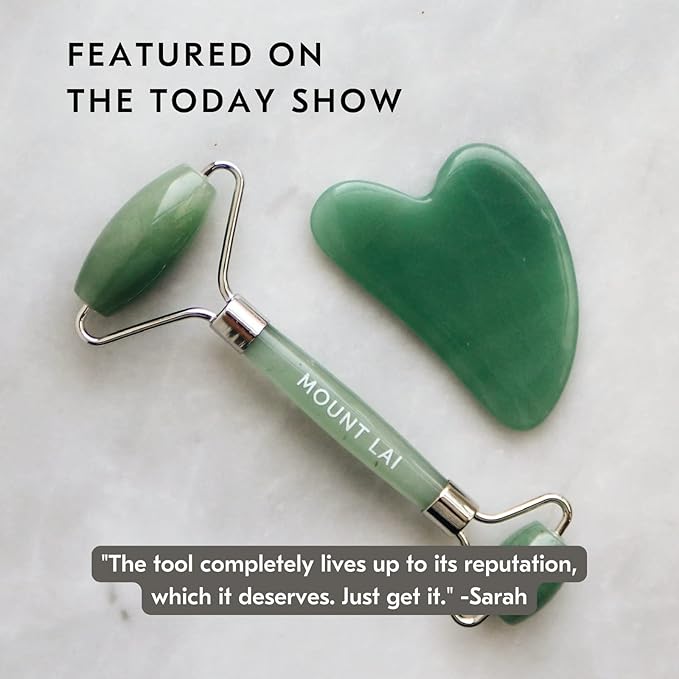 Mount Lai Jade Gua Sha Facial Tools, Jade Roller and Gua Sha Facial Tools Set, Guasha Tool for Face to Relieve Muscle Tension and Reduce Puffiness, Anti Aging Skin Care Sets for Women-Ruum Studio Home