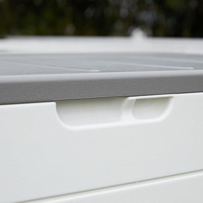 100 Gallon Outdoor Storage Box Waterproof Lockable Resin Deck Box Large, Patio Storage Bin for Pool Accessories Cushion Furniture, Garden Tools, UV-Resistant Outside Delivery Black&White-Ruum Studio Home