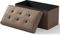 Storage Ottoman Bench, Folding Ottoman Foot Rest, 15 x 30 x 15 Inches, End of Bed Bench,Storage Chest, for Living Room, Bedroom, Hallway, Entryway, Brown-Ruum Studio Home