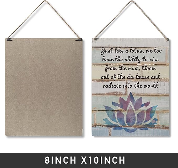 Qious Inspirational Gift Signs Just Like a Lotus We Too Have the Ability to Rise Wooden Hanging Sign Rustic Wall Art Home Decoration 10 x 8 Inches…-Ruum Studio Home