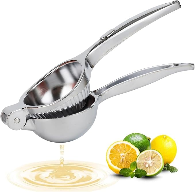 Lemon Squeezer, Heavy Duty Zinc Manual Lemon Juicer, Threaded Groove Fresh Small Oranges Limes Juicer Hand Press Manual Citrus Juicer Press for Home Restaurant Kitchen Accessories Utensils(Sliver)-Ruum Studio Home