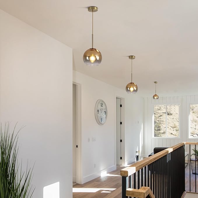 KCO Lighting Glass Globe Hanging Light Fixture Modern Gold Pendant Lights Kitchen Island Mid Century Dining Room Hanging Light Fixtures Over Table Single Pendant Light-Ruum Studio Home