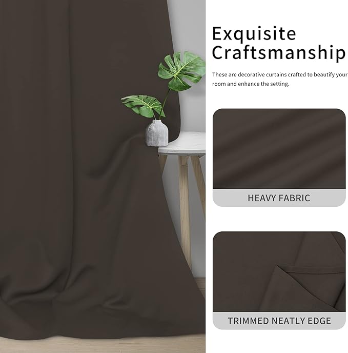 Easy-Going Blackout Curtains for Bedroom, Solid Thermal Insulated Grommet and Noise Reduction Window Drapes, Room Darkening Curtains for Living Room, 2 Panels(42x63 in, Coffee)-Ruum Studio Home