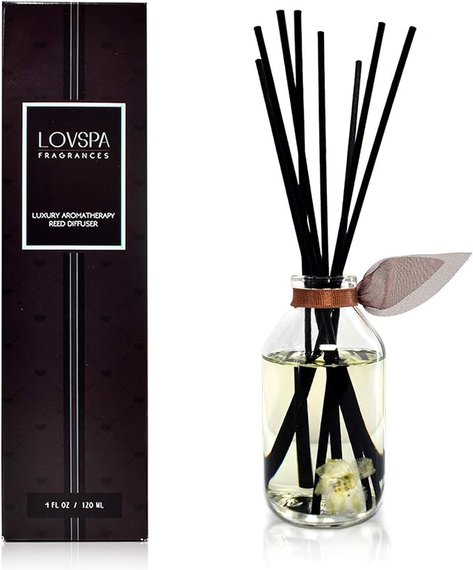 LOVSPA Reed Diffuser Set, Baltic Amber Scented Oil Diffuser with Sticks, Home Fragrance Accessories for Bathroom Shelf Decor, Aroma Diffusers for Home or Office Fall Decor, USA Made-Ruum Studio Home